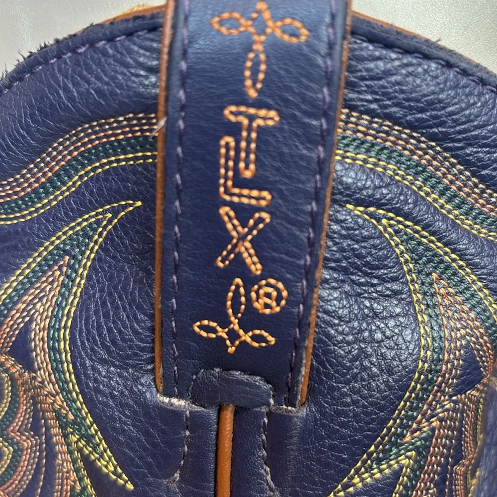 Tony Lama Brown and Navy Genuine Leather Cowboy Western Boot TLX XT5001.Size 9.5 - Picture 4 of 16
